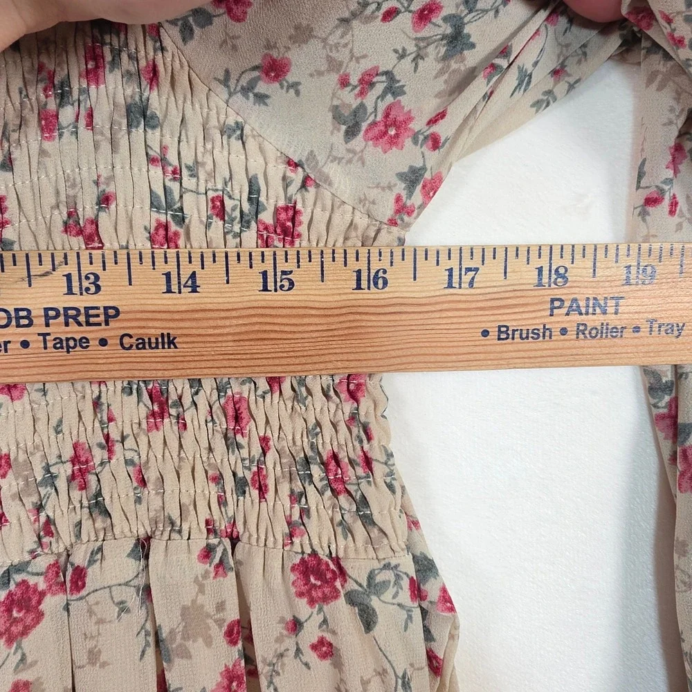 &merci Maxi Dress Womens L Tiered Floral Cottagecore Boho Prairie Romantic Smock